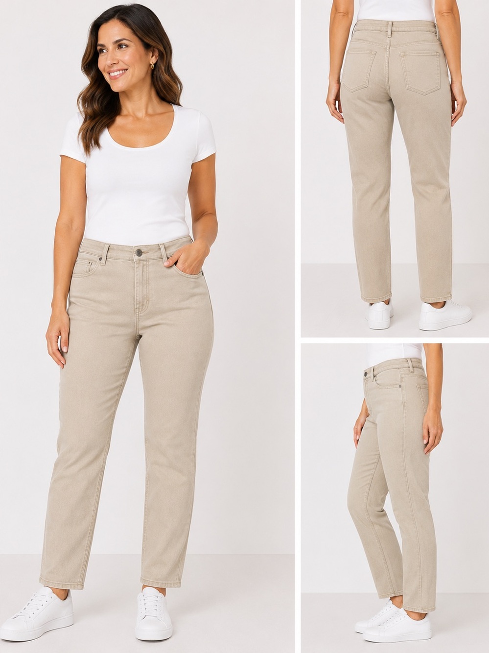 Gloria Vanderbilt Amanda Stylish Beige Jeans Size 14